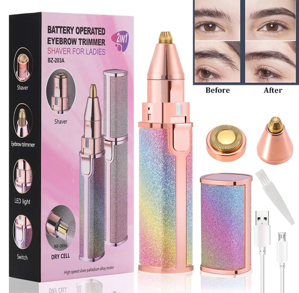 Ultimate 2-in-1 Facial Hair Remover: Perfect Eyebrows, Upper Lips & Chin Anywhere!